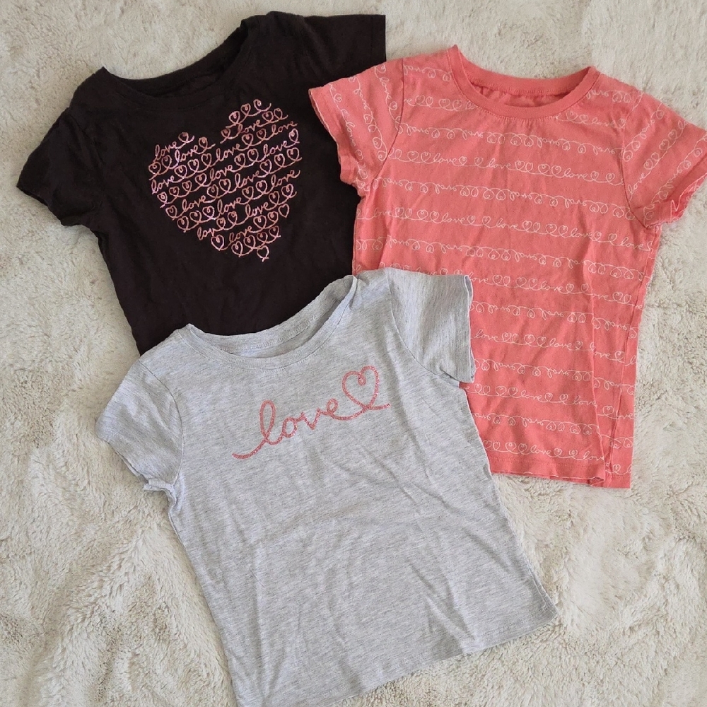 Love Heart Girls T-Shirts - Brown, Pink, & Gray Bundle ❤️
